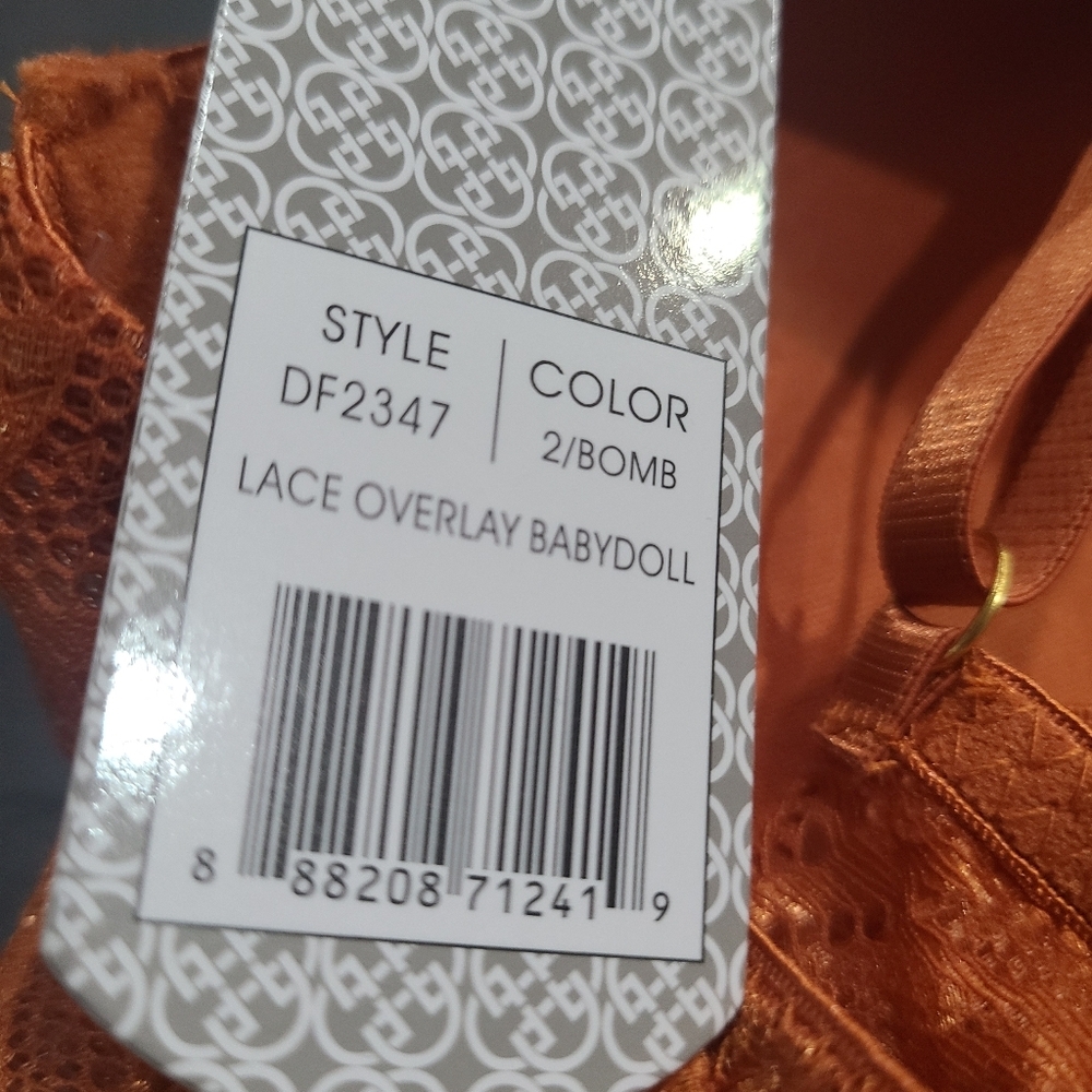NWT Daisy Fuentes Elegant Orange Lace Babydoll Sz.XL - Picture 8 of 15